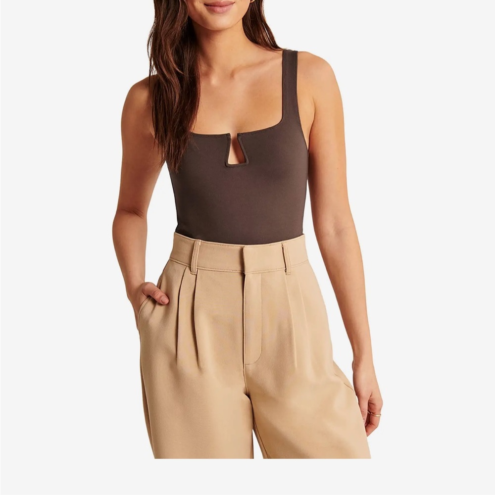 Abercrombie and Fitch Ponte Notch-Neck Bodysuit